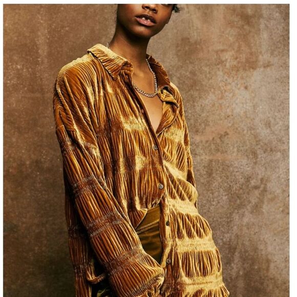 Free People My Best Velvet Blouse in Spiced Ginger XS NWOT - Picture 2 of 15